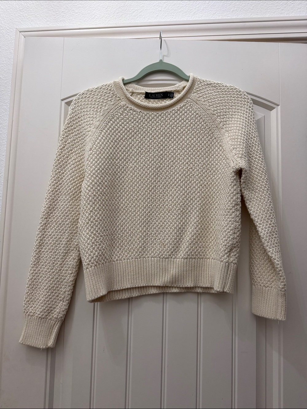 Lauren Ralph Lauren Off-White Seed Stitch Crewneck Sweater